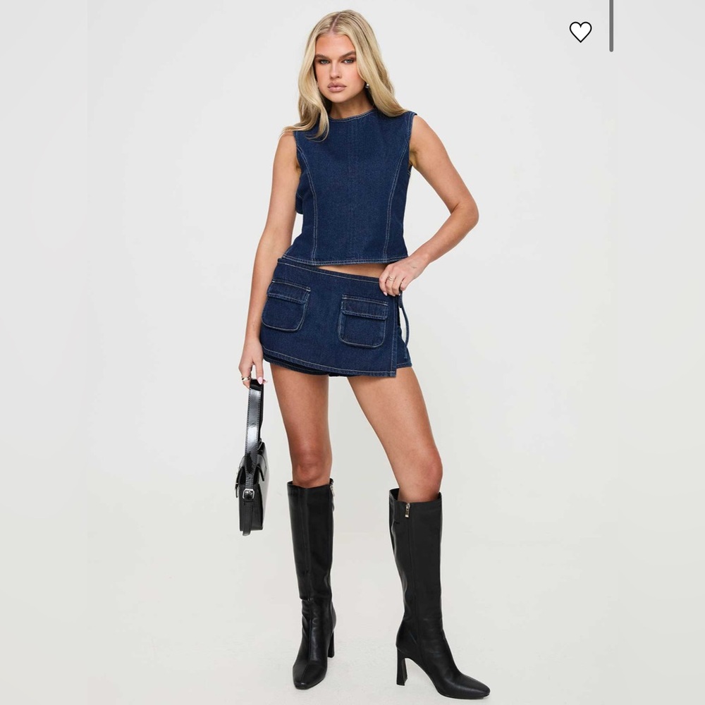 Princess Polly Countryside Skort Blue Denim